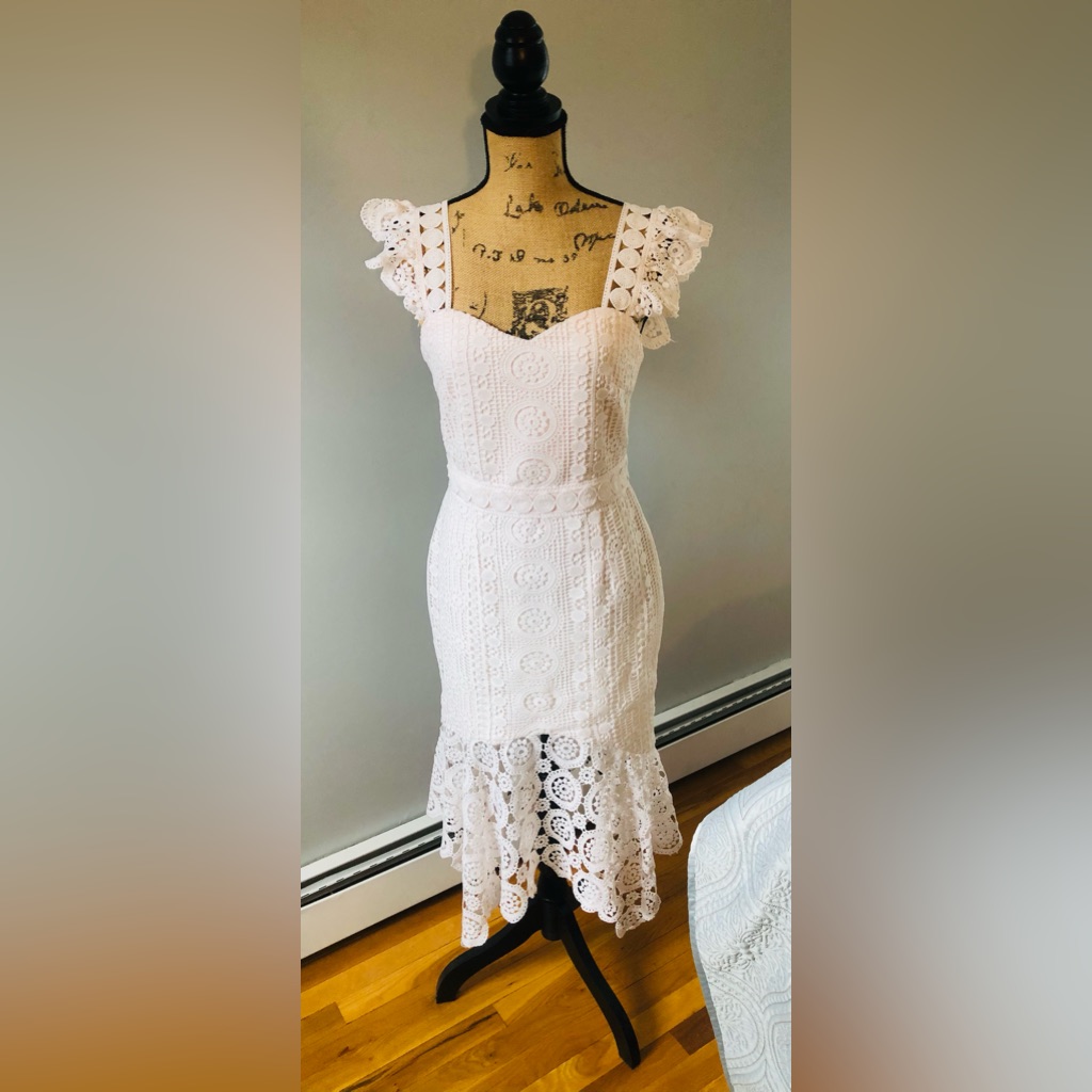 Two Sisters The Label Blush White Lace Midi Dress With Sweetheart Neckline